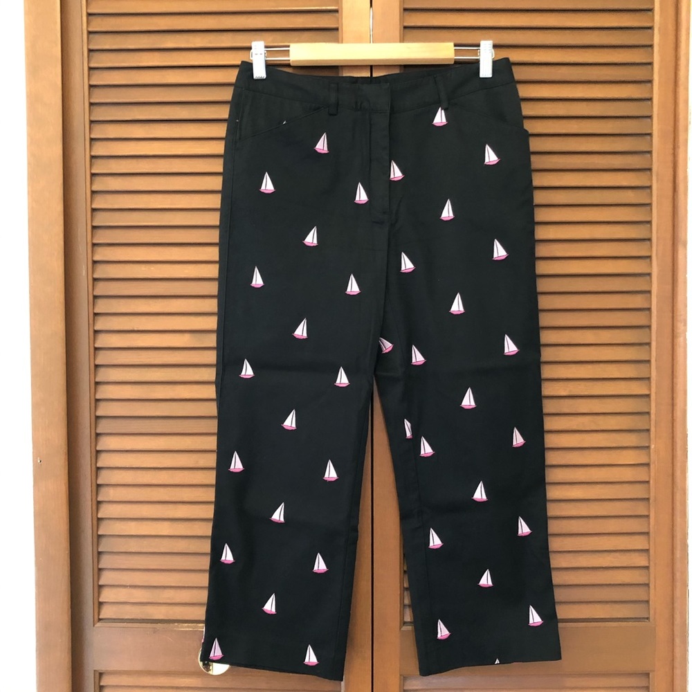 Lilly Pulitzer embroidered sailboat cropped pants